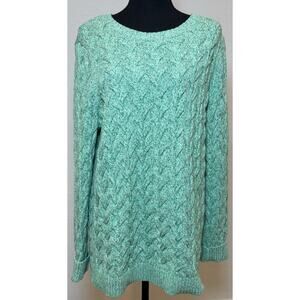 Lands’ End Green Cable Knit Sweater Size XL